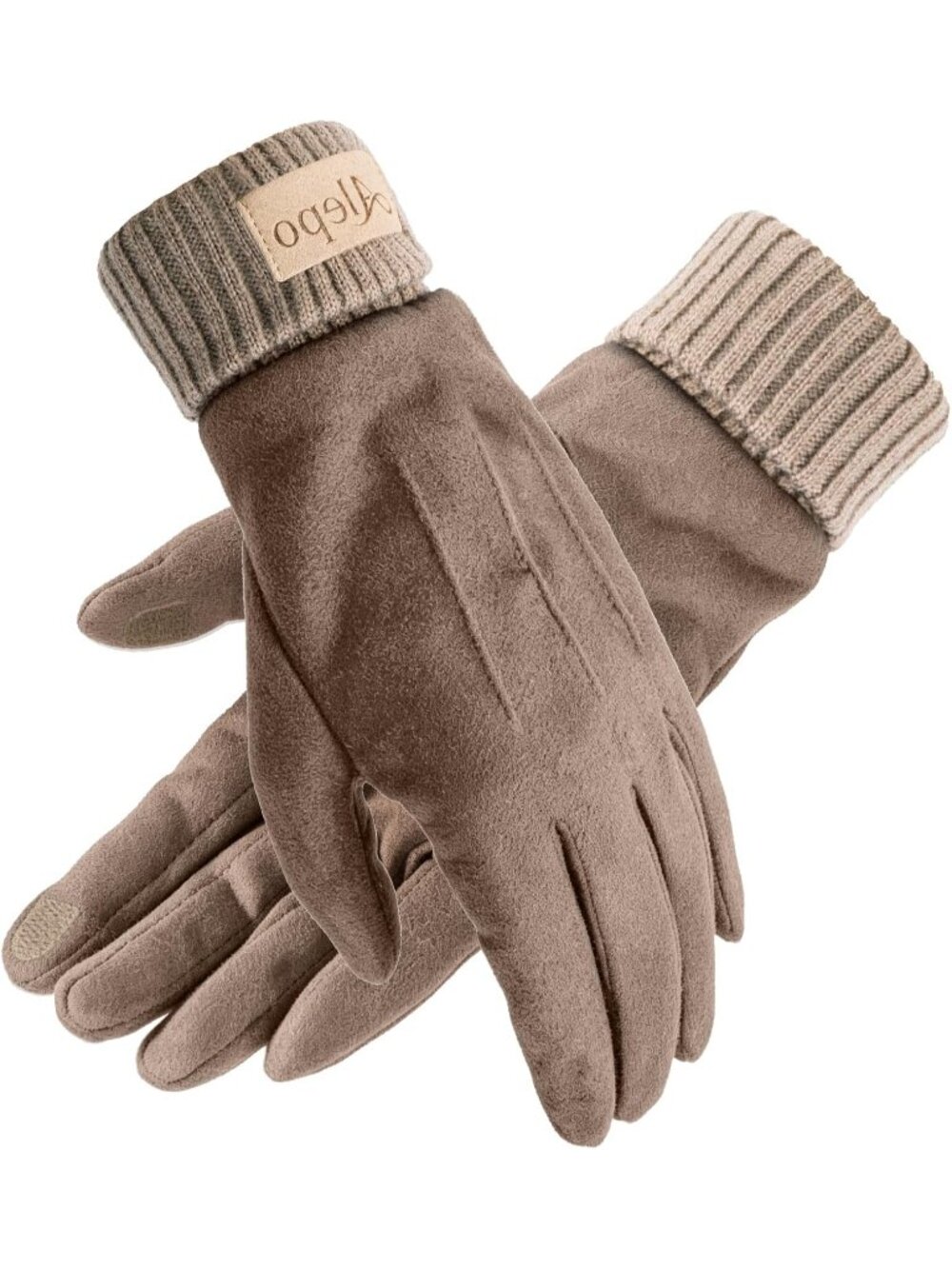 Women's Coffee Warm Touchscreen Knit Gloves with Soft Fleece Lining Ribbed Cuff